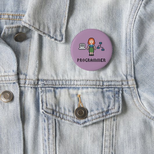 Button Pixel Vrouw Programmer Round (In situ)