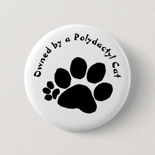 Button - Polydactyl Paw Print