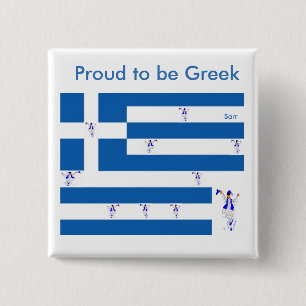 Button: Proud om Griekse vlag te zijn met Evzon da Vierkante Button 5,1 Cm