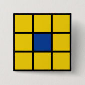 Button Quadrate Blume Gelb Blau (Voorkant)