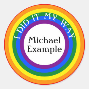 Button RINGS regenboog 1 + je rug. en tekst Ronde Sticker