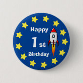 Button - Rocketship 1st Verjaardag (Voorkant)
