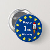 Button - Rocketship 1st Verjaardag (Voorkant /achterkant)