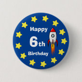 Button - Rocketship 6th Birthday (Voorkant)