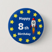 Button - Rocketship 8th Birthday (Voorkant)