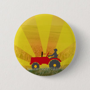 Button rode of groene tractor