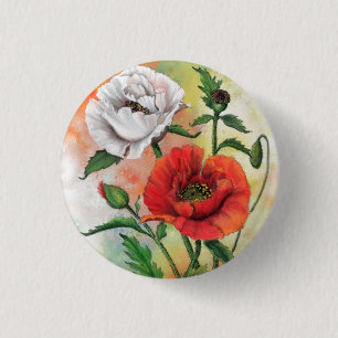 Button rode witte papavers - schilderen