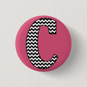 Button rond monogram zwart-wit Chevron "C"