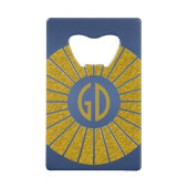 BUTTON ROND RAYS Gold + uw monogram Kredietkaart Flessenopener (Achterkant)