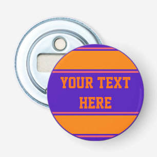 BUTTON ROND streept oranje viool + uw idee Button Flesopener