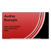 Button ronde rode hellingen + uw rug. en tekst magnetisch visitekaartje (Voorkant)