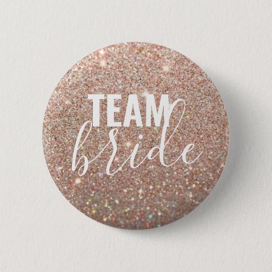Button - Roos Gold Glitter Fab Team Bride (Voorkant)