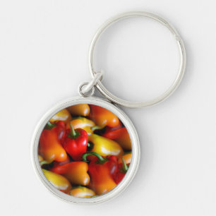 Button Sleutelhanger rode en gele paprika