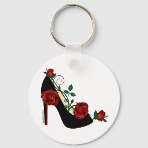 Button Sleutelhanger - Stiletto Roos