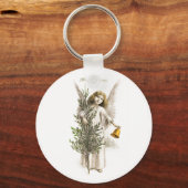 BUTTON SLEUTELHANGER : VINTAGE CHRISTMAS ANGEL (Voorkant)