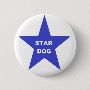 Button Star Dog op Blue Star