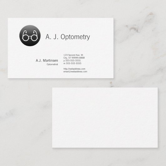 Button Style Old Fashioned Glasses Visitekaartje (Voorkant / Achterkant)