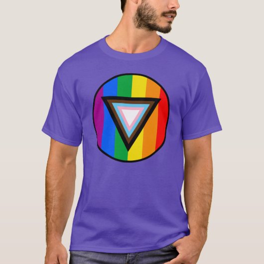 Button T-Shirt van Progress Pride-driehoek (Voorkant)