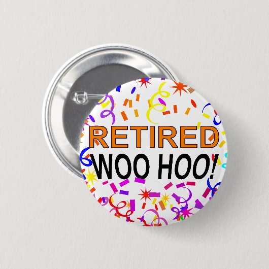 Button van de in ruste Woo Hoo Confetti Partij (Voorkant /achterkant)