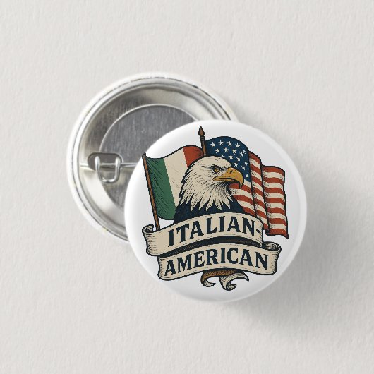 Button van de Italiaans-Amerikaanse vlag | Eagle H (Voorkant /achterkant)