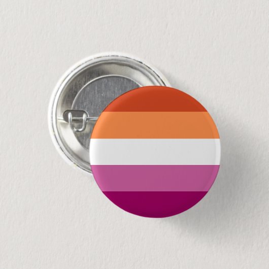 Button van de Lesbische Pride (Oranje/Roze) (Voorkant /achterkant)