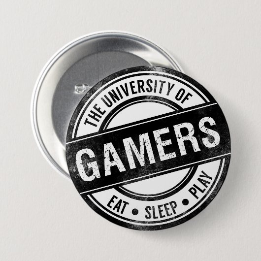 Button van de Universiteit van Gamers Funny (Voorkant /achterkant)