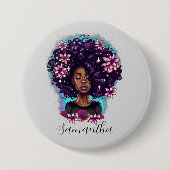 Button van Floral Sparking Afro Woman (Voorkant)