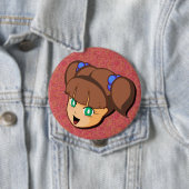 Button van het Meisje van Manga de Bruine (In situ)
