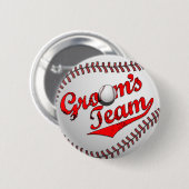 Button van het team van de Baseball Groom (Voorkant /achterkant)