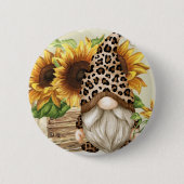 Button van Leopard Gnome Sunflower (Voorkant)