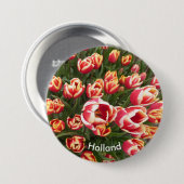 Button van Red and White Tulip Field Holland (Voorkant /achterkant)