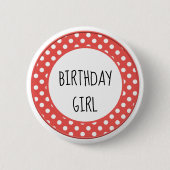 Button van Rood en Witte Polka Dot Child Birthday (Voorkant)