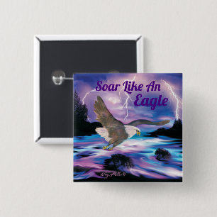 Button van Soaring Bald Eagle