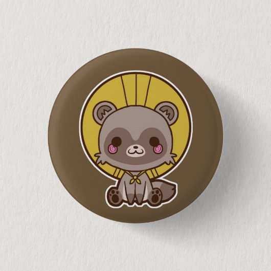 Button van Tanuki (Raccon Dog) (Voorkant)