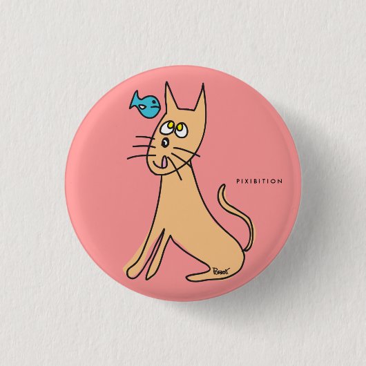 Button vis en kat (Voorkant)