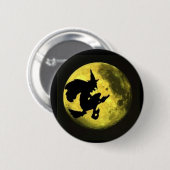 Button vliegende heks Halloween (Voorkant /achterkant)