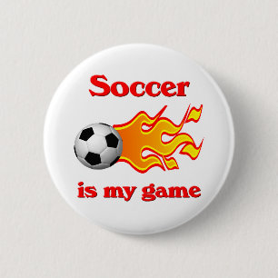 Button Voetbal met Voetbal en vlam
