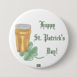 Button voor bier en shamrock (St. Patricks Day)