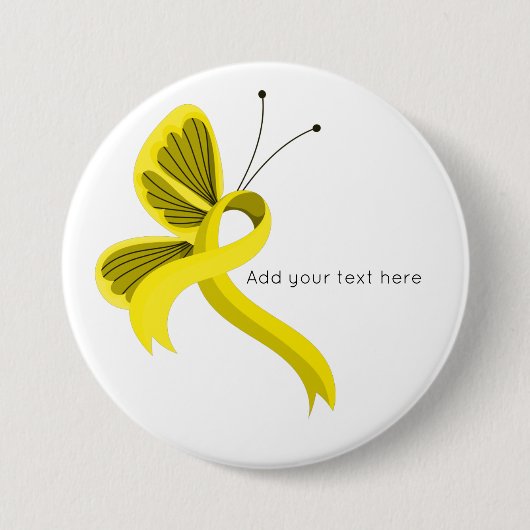 Button voor gele bewustwording van lint-Butterfly (Voorkant)