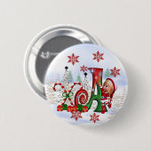 Button voor kerstmis van Monogram A (Voorkant /achterkant)