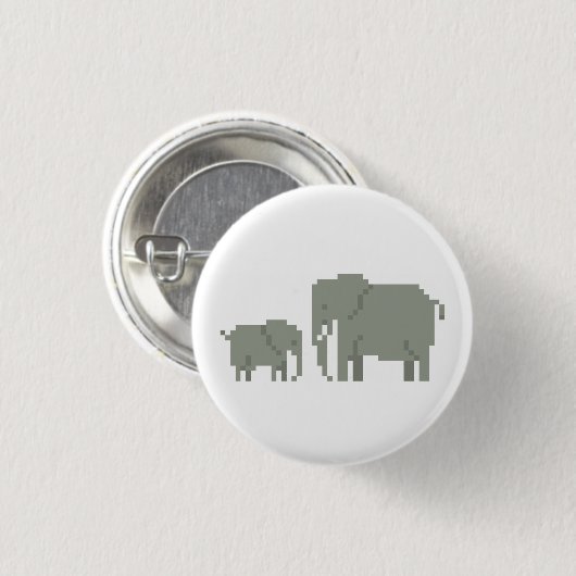 Button voor moeder en Baby olifant Pixel (Voorkant /achterkant)