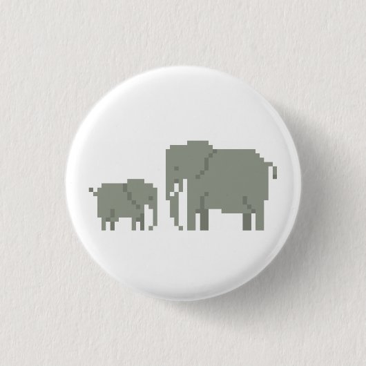 Button voor moeder en Baby olifant Pixel (Voorkant)