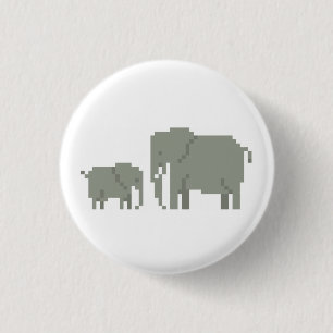 Button voor moeder en Baby olifant Pixel