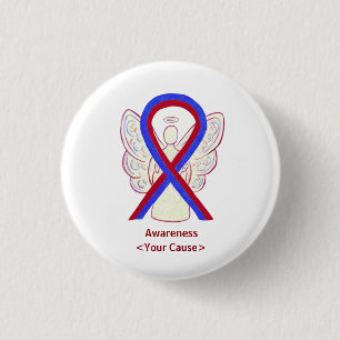 Button voor rode en blauwe lint