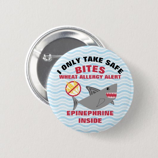 Button voor Shark Wheat Allergy Alert (Voorkant /achterkant)