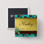 Button voor weddenschapsnamen Gold Floral BB 2 (Voorkant /achterkant)