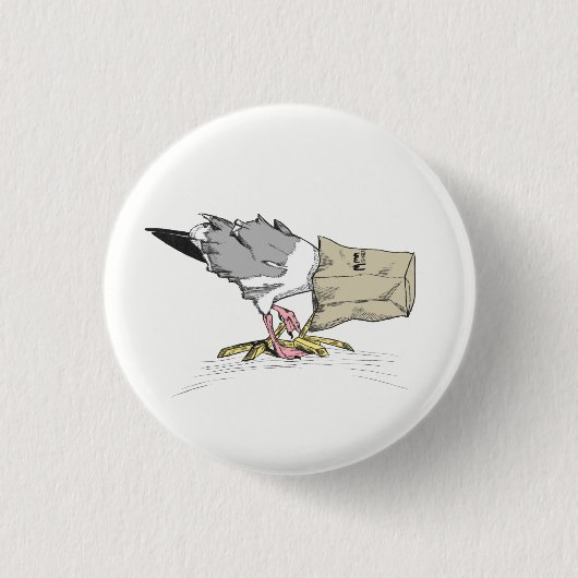 Button voor zeegleeuw | Funny Bird Illustration (Voorkant)