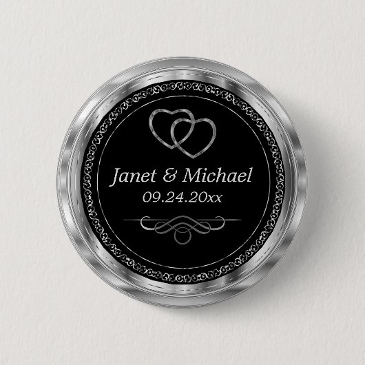 Button voor zwarte en metaalzilverSjabloon (Voorkant)