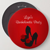Button vrijgezellenfeest rode zwarte schoen (Voorkant /achterkant)