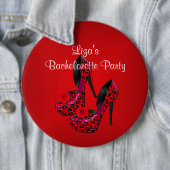 Button vrijgezellenfeest rode zwarte schoen (In situ)